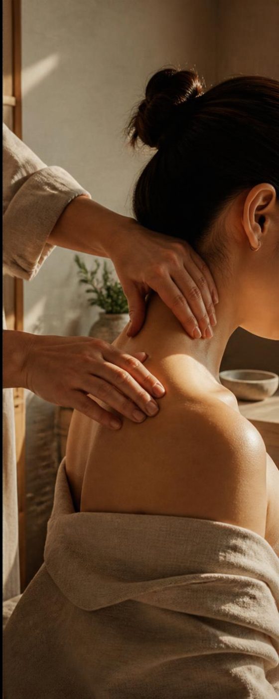 Gua Sha und Massage an Nacken und Schultern